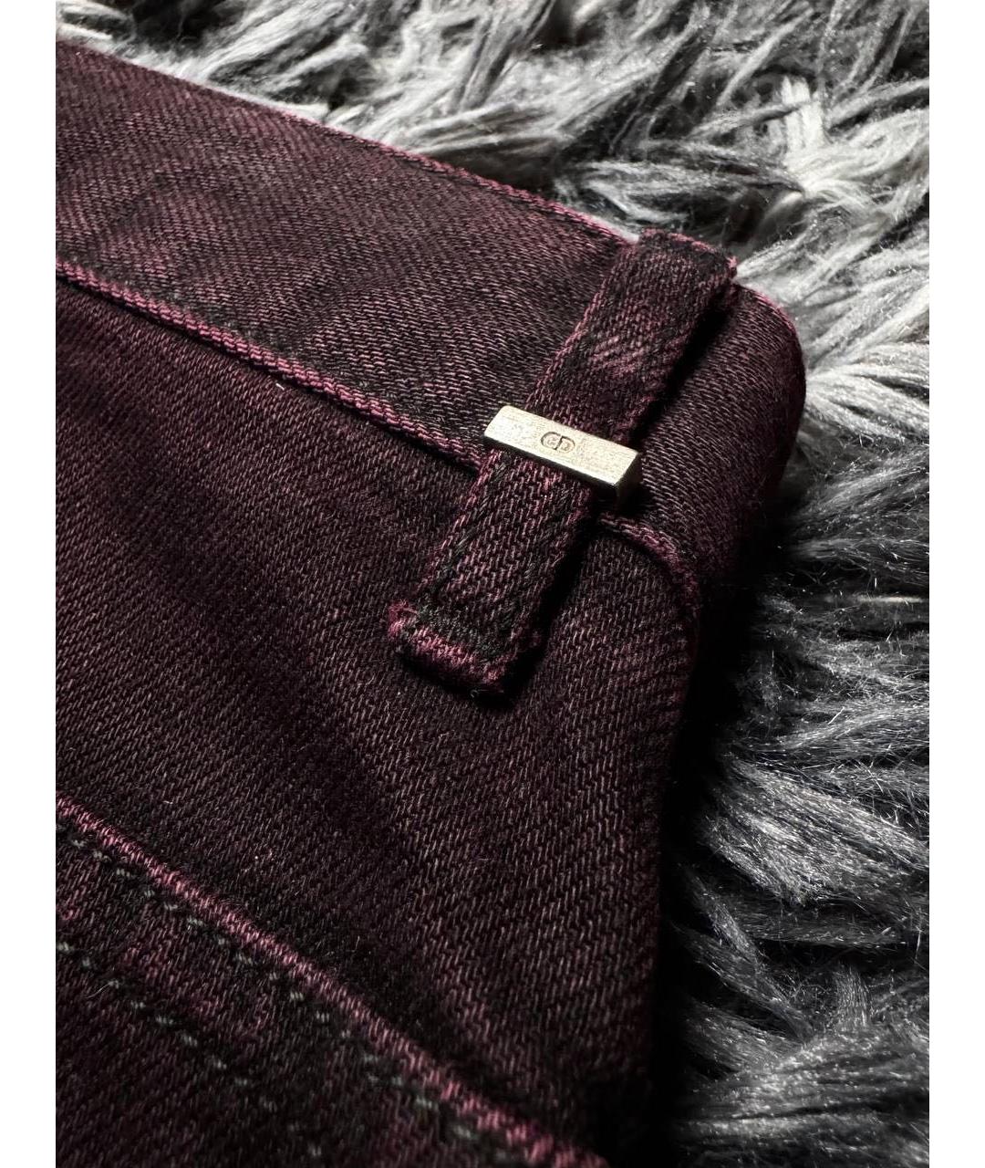 CHRISTIAN DIOR Бордовые хлопковые джинсы скинни, фото 8