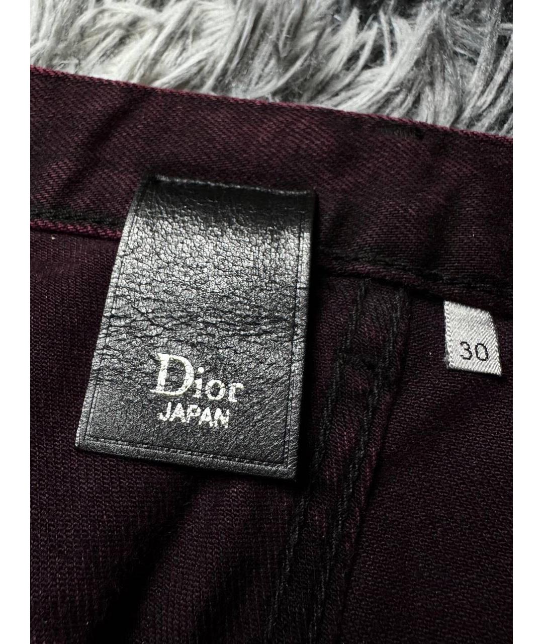 CHRISTIAN DIOR Бордовые хлопковые джинсы скинни, фото 5