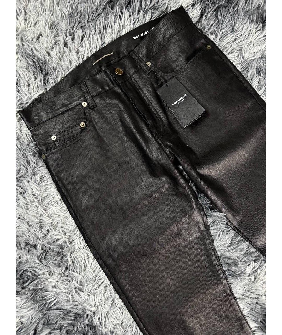 SAINT LAURENT Черные хлопковые джинсы скинни, фото 2