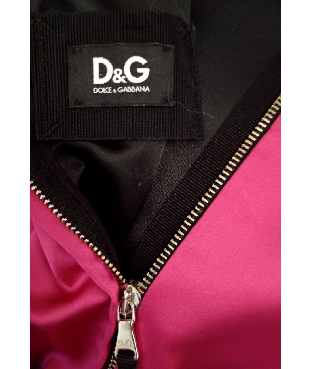 DOLCE&GABBANA Фуксия атласное коктейльное платье, фото 3