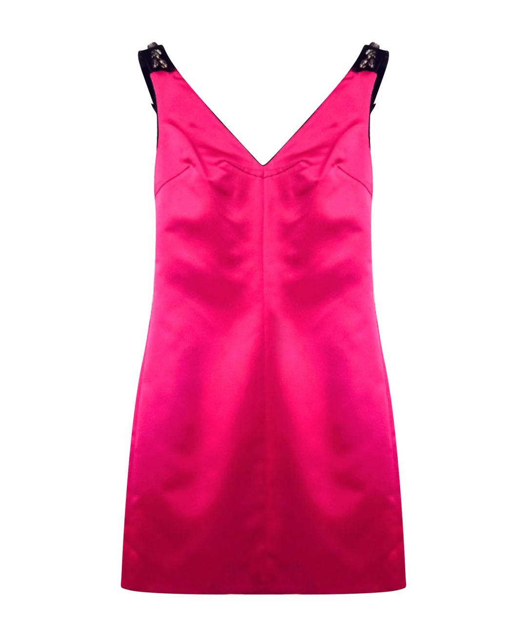 DOLCE&GABBANA Фуксия атласное коктейльное платье, фото 1