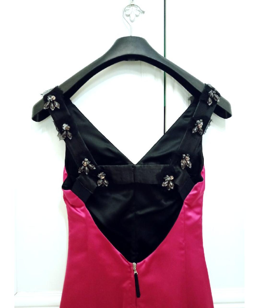 DOLCE&GABBANA Фуксия атласное коктейльное платье, фото 4