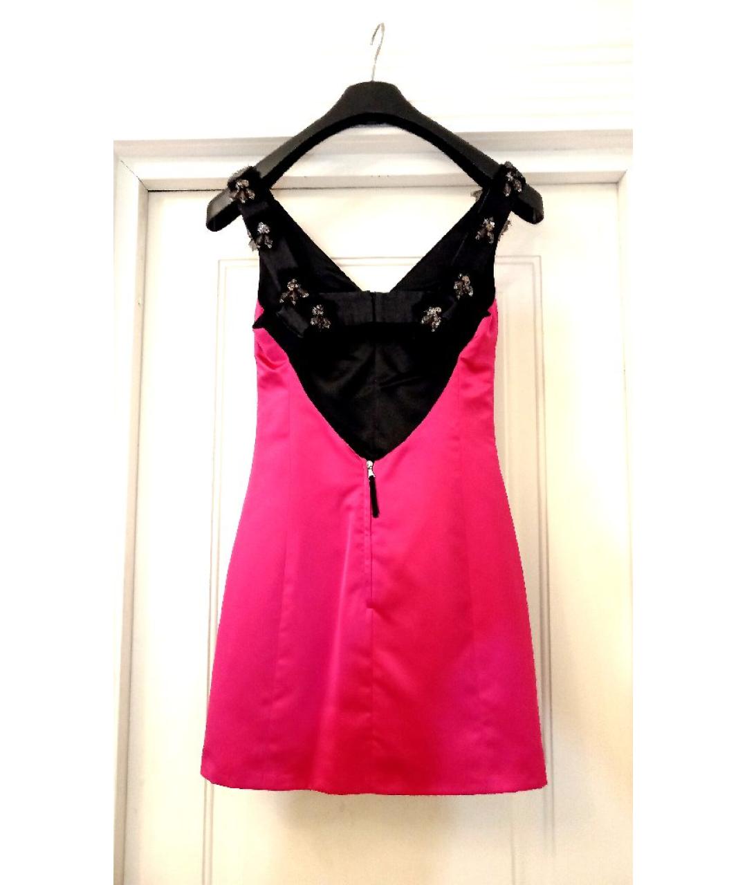 DOLCE&GABBANA Фуксия атласное коктейльное платье, фото 2