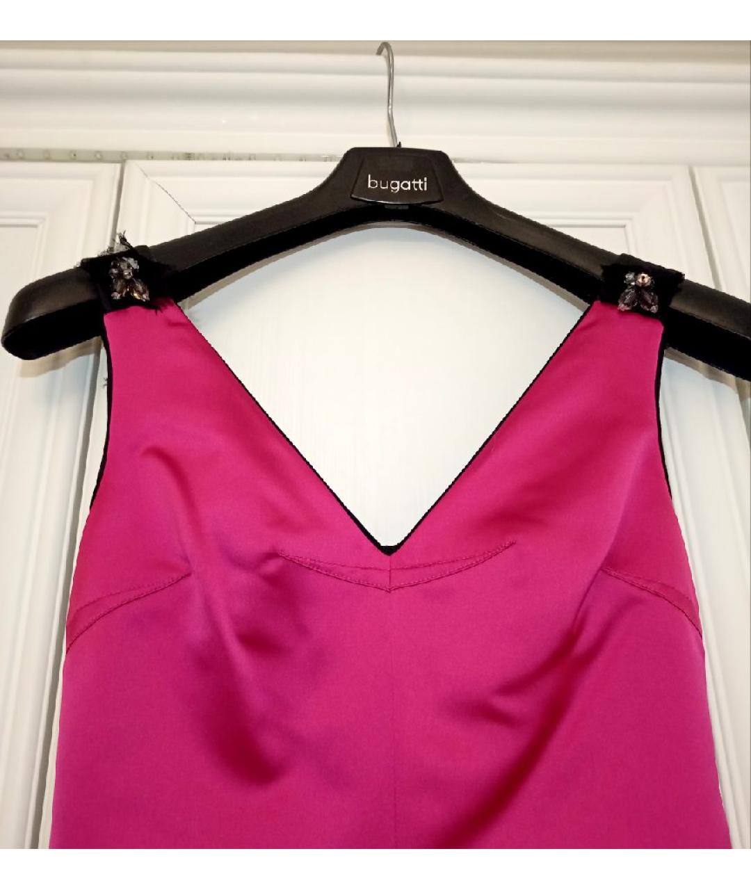 DOLCE&GABBANA Фуксия атласное коктейльное платье, фото 5
