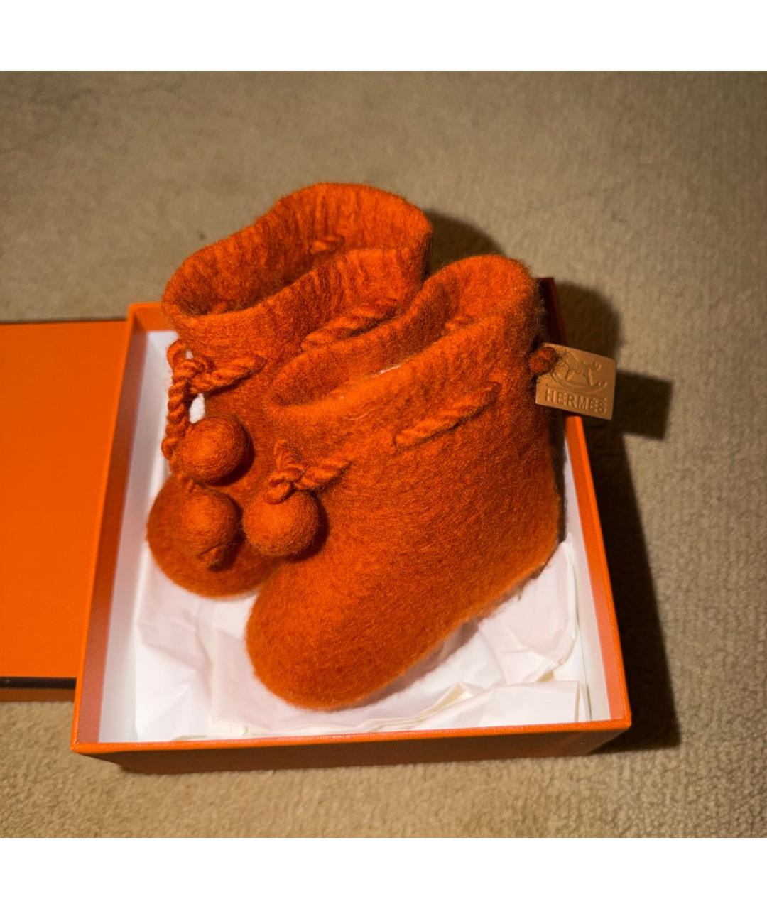 HERMES Оранжевое пинетки, фото 2
