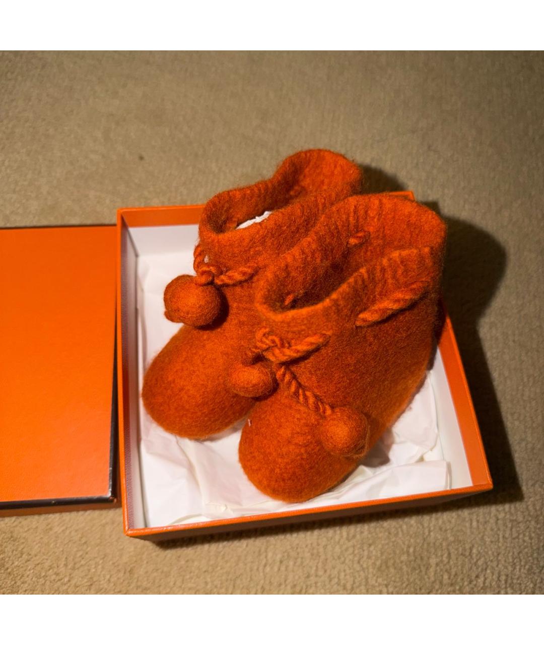 HERMES Оранжевое пинетки, фото 4