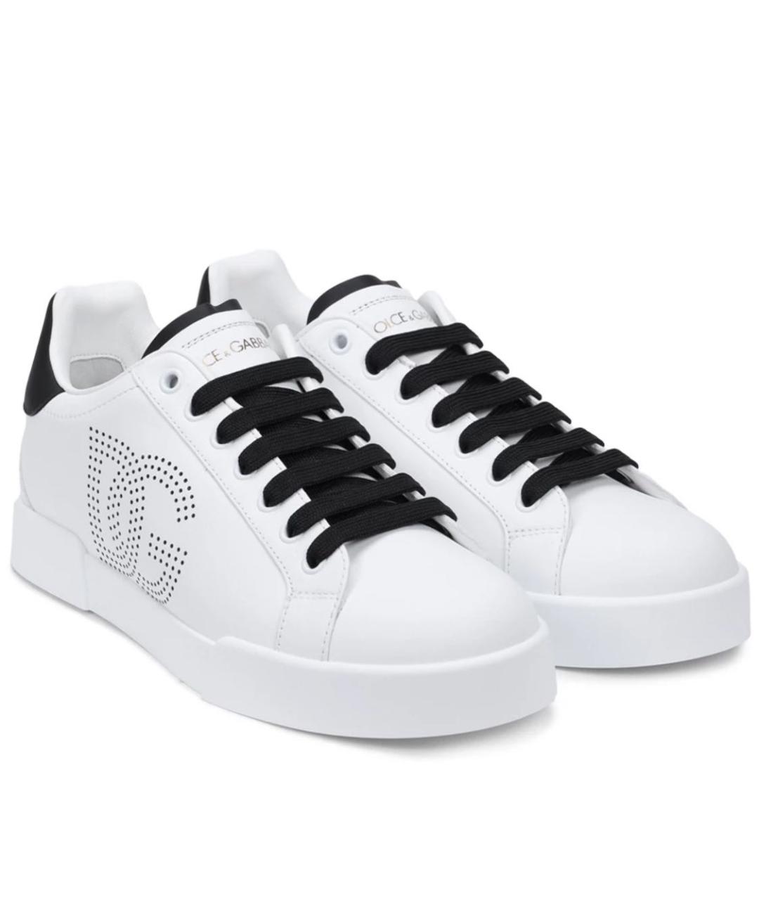 DOLCE&GABBANA Белые кожаные кроссовки, фото 2