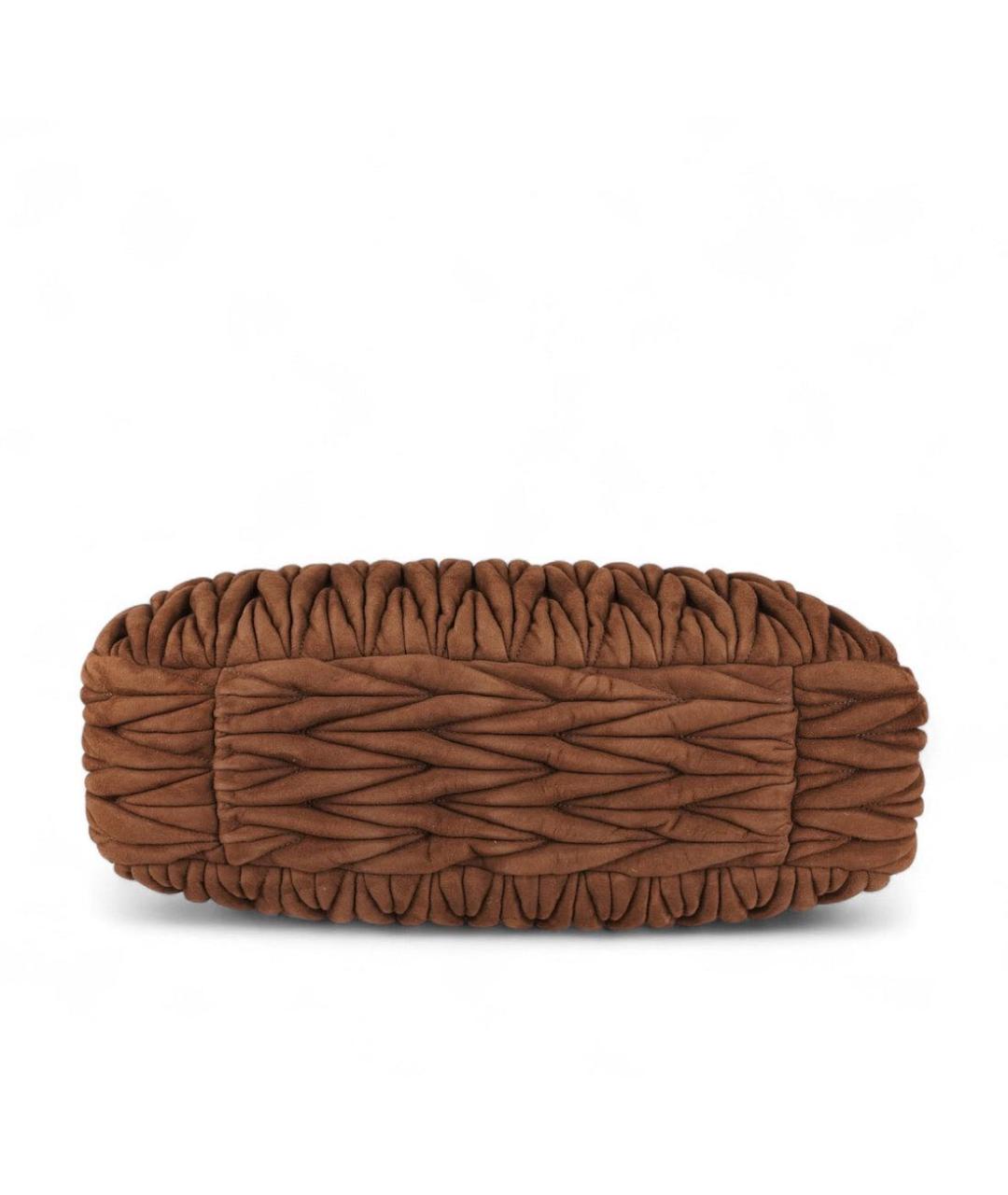 MIU MIU Коричневая замшевая сумка с короткими ручками, фото 3