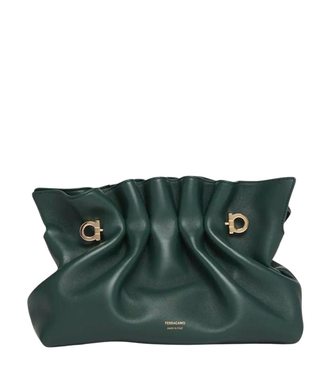FERRAGAMO Зеленая кожаная сумка с короткими ручками, фото 1
