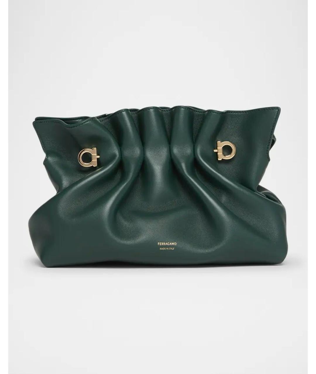 FERRAGAMO Зеленая кожаная сумка с короткими ручками, фото 6