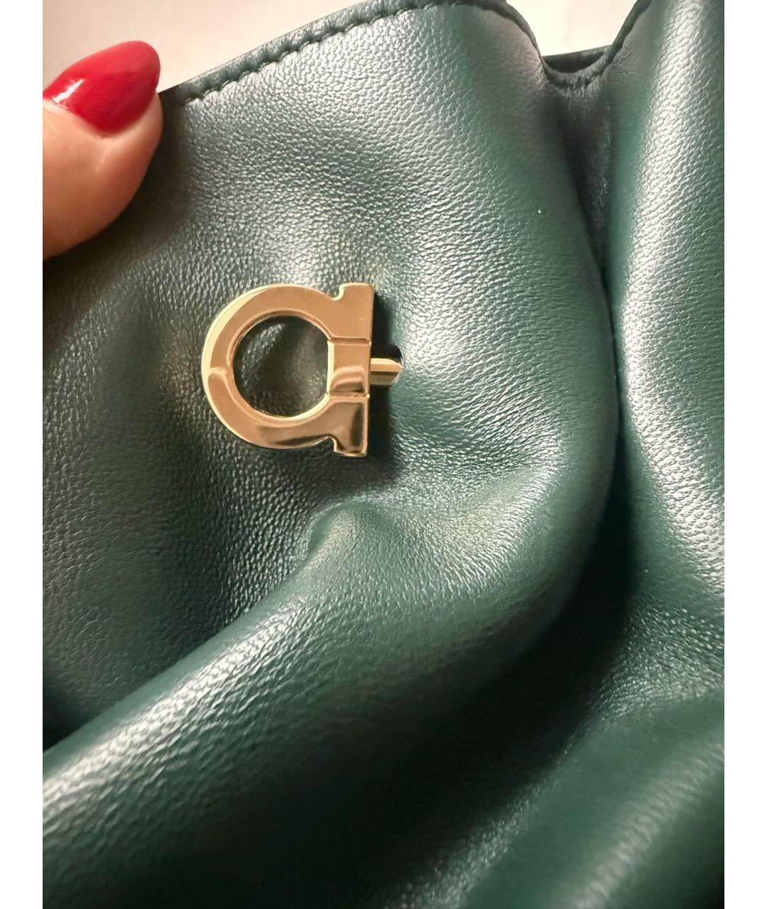 FERRAGAMO Зеленая кожаная сумка с короткими ручками, фото 3