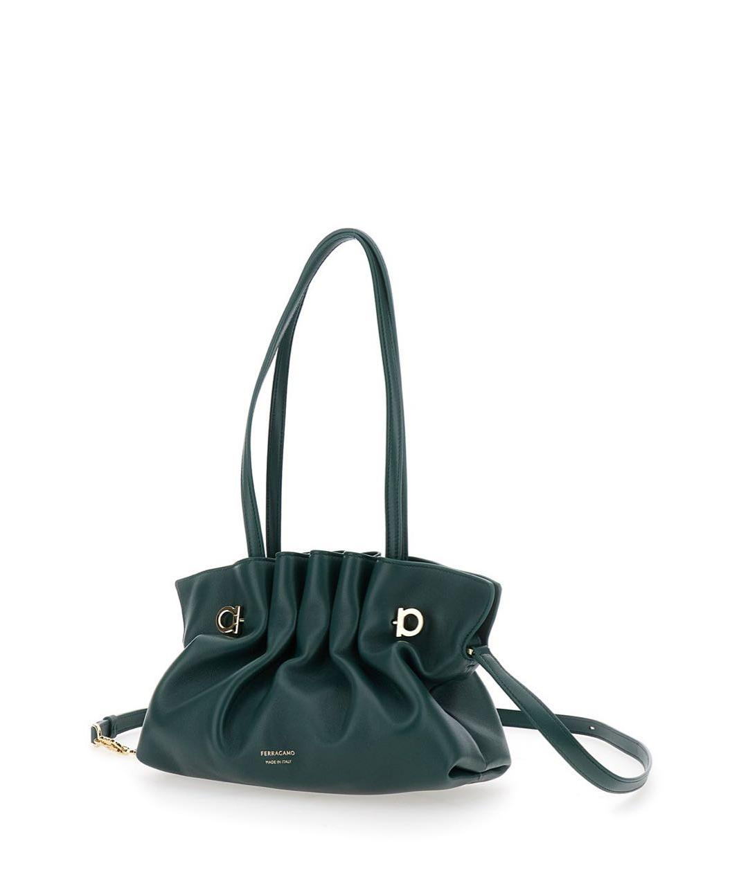 FERRAGAMO Зеленая кожаная сумка с короткими ручками, фото 4