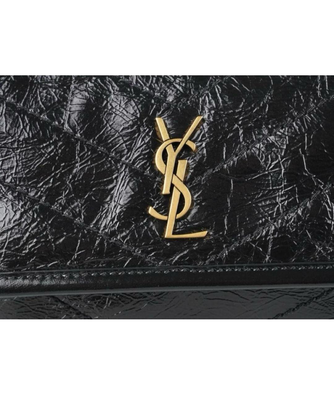 SAINT LAURENT Черная кожаная сумка с короткими ручками, фото 5