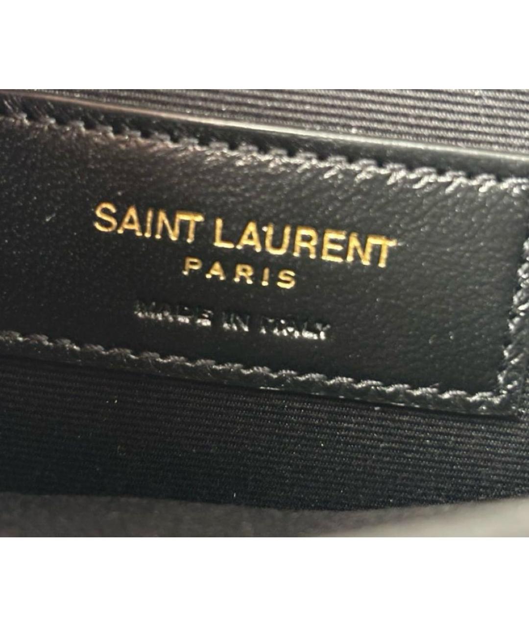 SAINT LAURENT Черная кожаная сумка с короткими ручками, фото 4