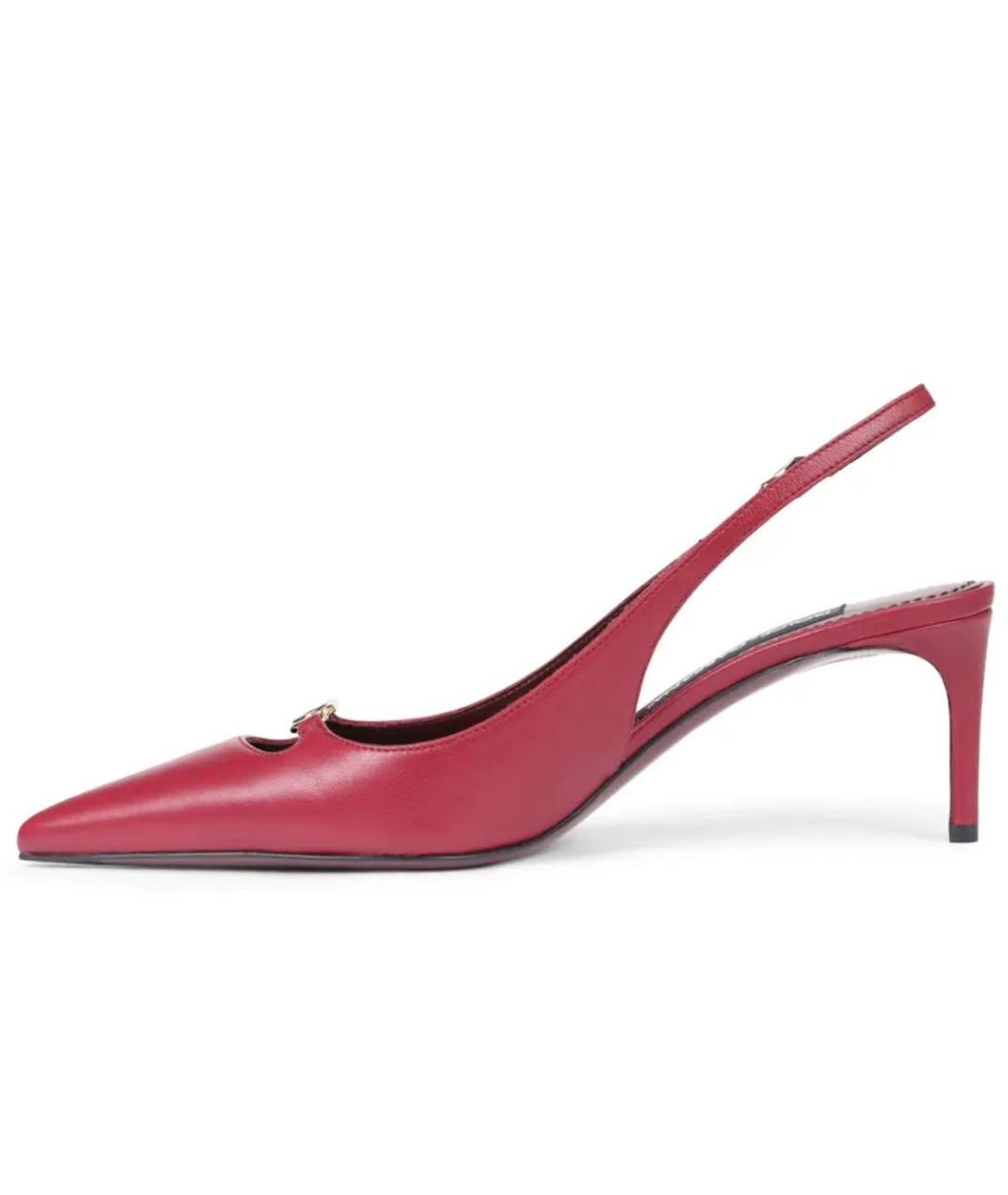 DOLCE&GABBANA Бордовые кожаные босоножки, фото 6