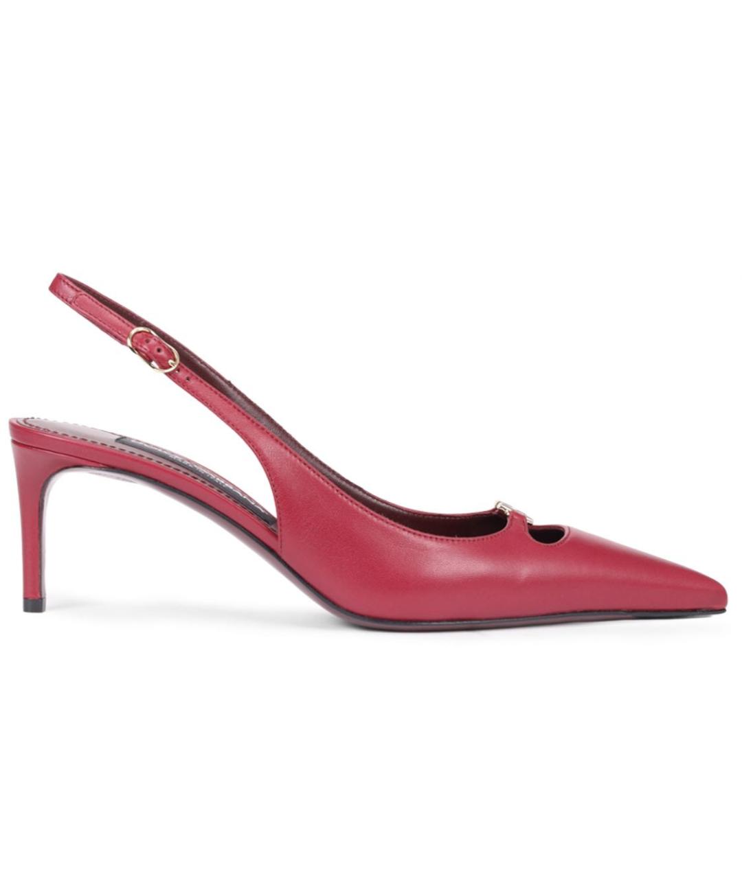 DOLCE&GABBANA Бордовые кожаные босоножки, фото 5