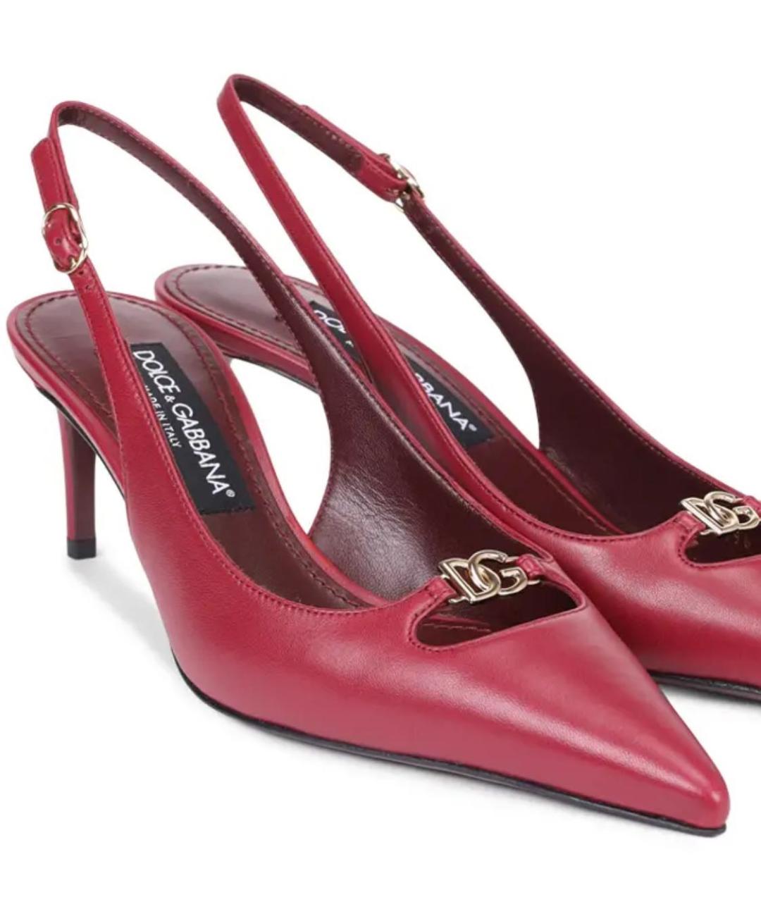 DOLCE&GABBANA Бордовые кожаные босоножки, фото 7