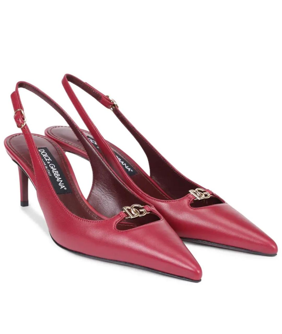 DOLCE&GABBANA Бордовые кожаные босоножки, фото 2