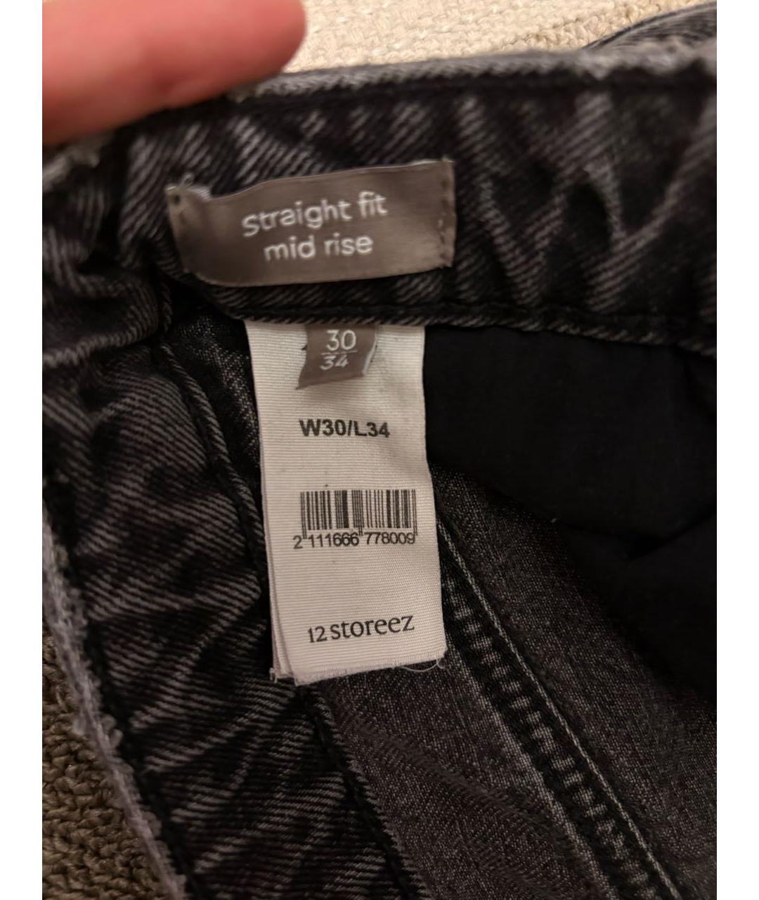 12 STOREEZ Антрацитовые хлопковые прямые джинсы, фото 4