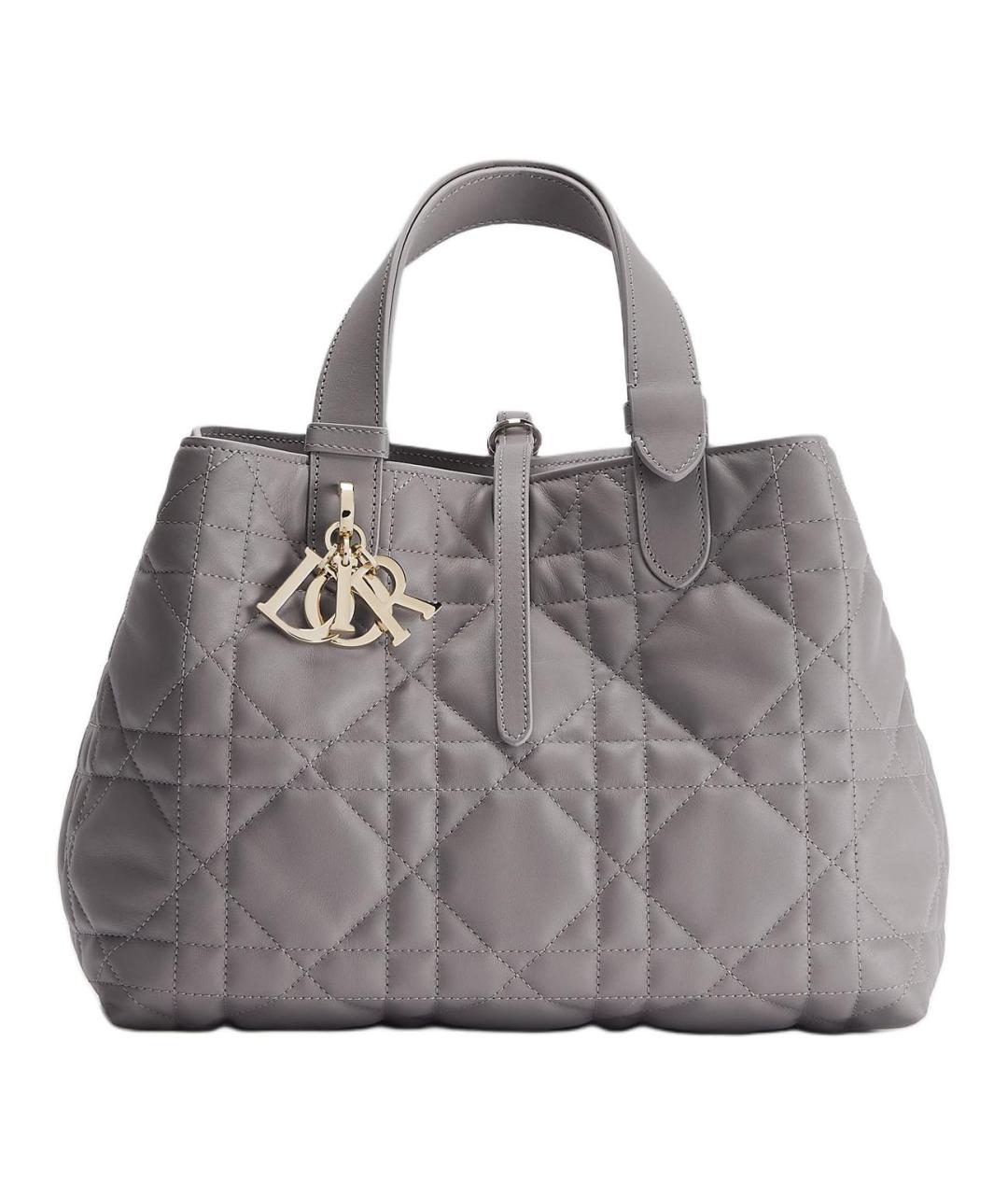 CHRISTIAN DIOR Серая кожаная сумка тоут, фото 1