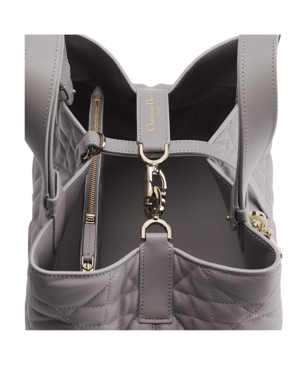 CHRISTIAN DIOR Серая кожаная сумка тоут, фото 4