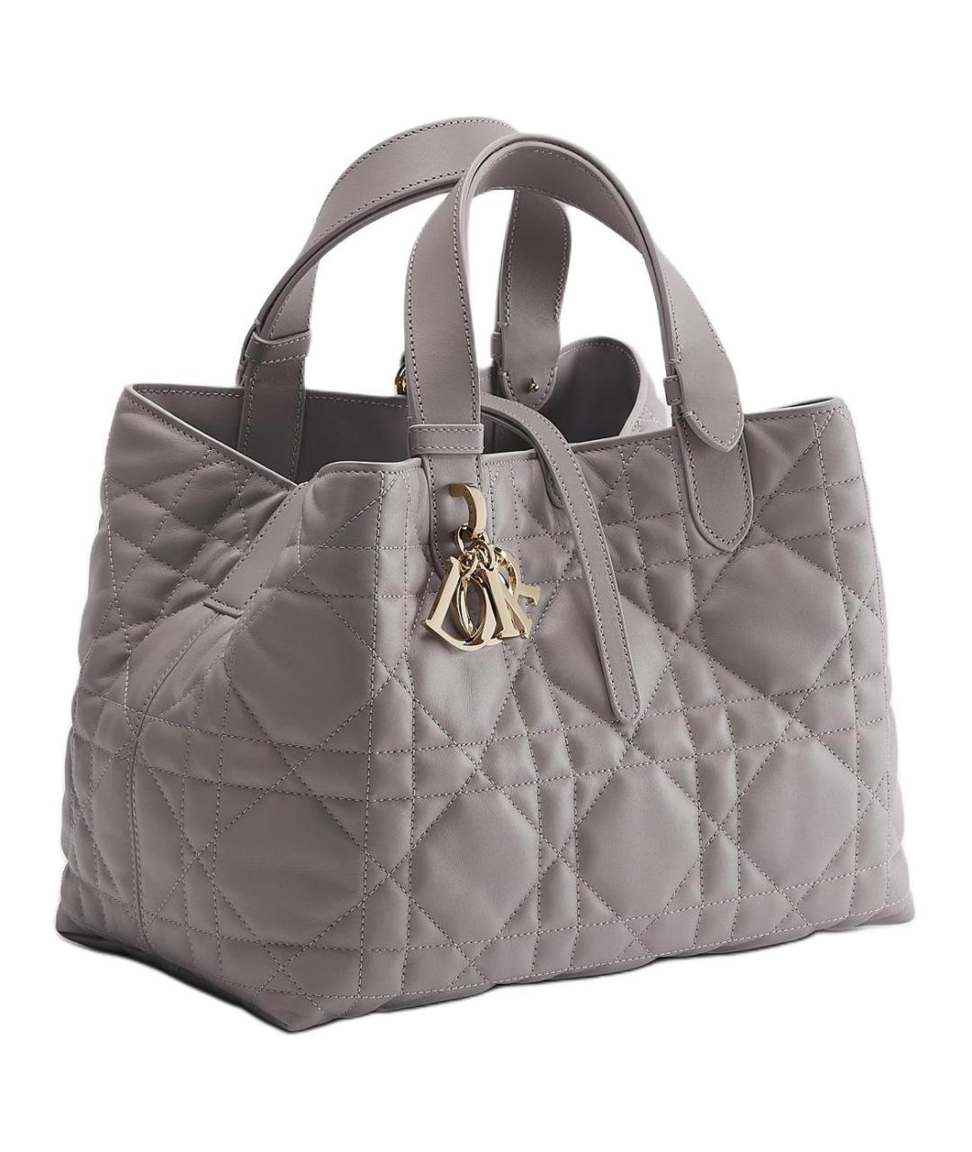 CHRISTIAN DIOR Серая кожаная сумка тоут, фото 2