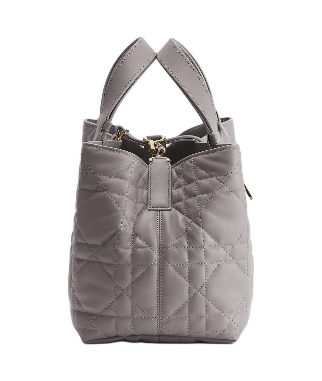 CHRISTIAN DIOR Серая кожаная сумка тоут, фото 3