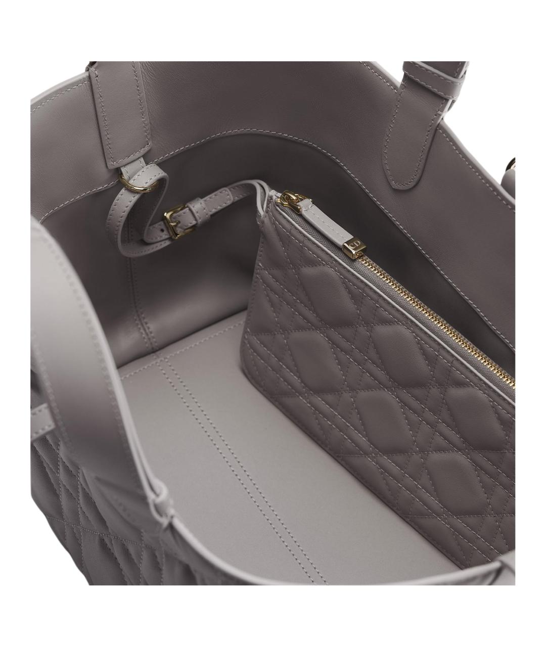 CHRISTIAN DIOR Серая кожаная сумка тоут, фото 5