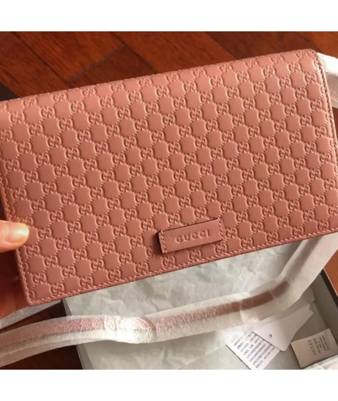 GUCCI Розовая кожаная сумка через плечо, фото 5