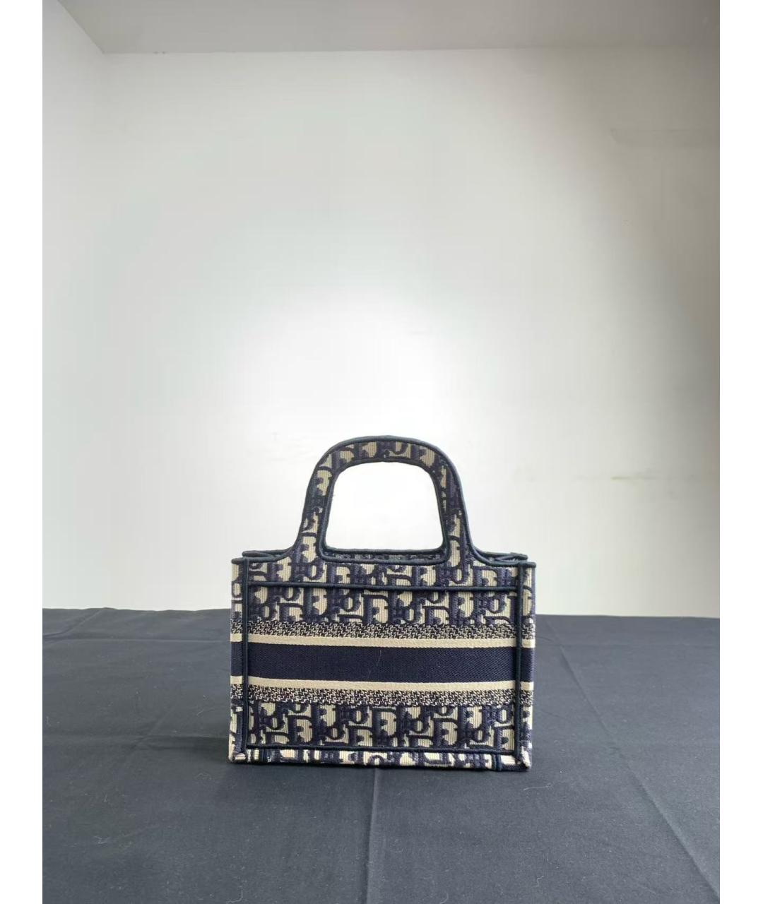 CHRISTIAN DIOR Темно-синяя жаккардовая сумка тоут, фото 3
