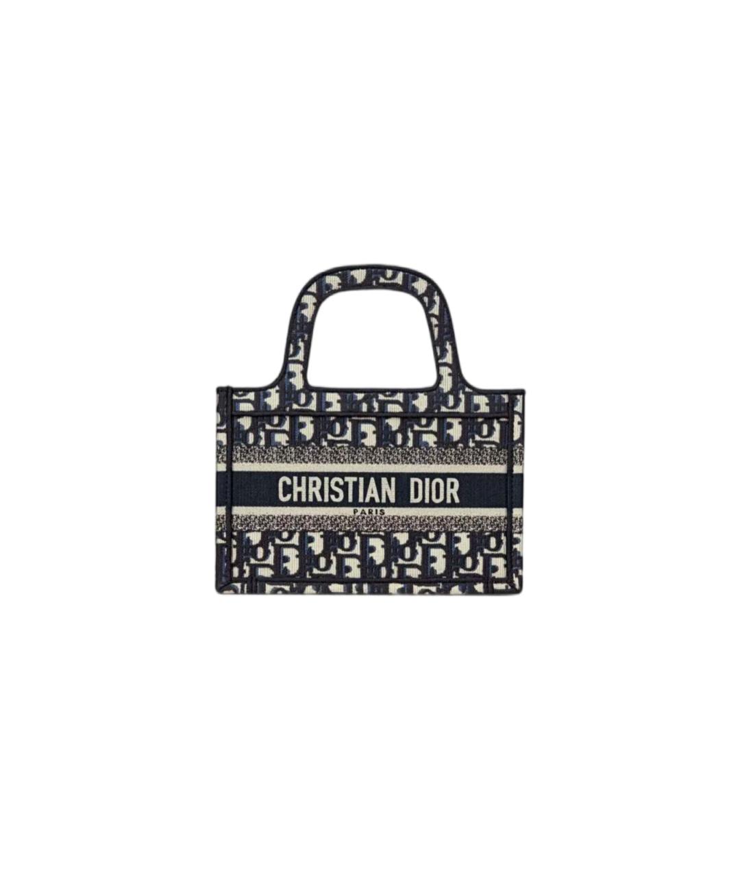 CHRISTIAN DIOR Темно-синяя жаккардовая сумка тоут, фото 7