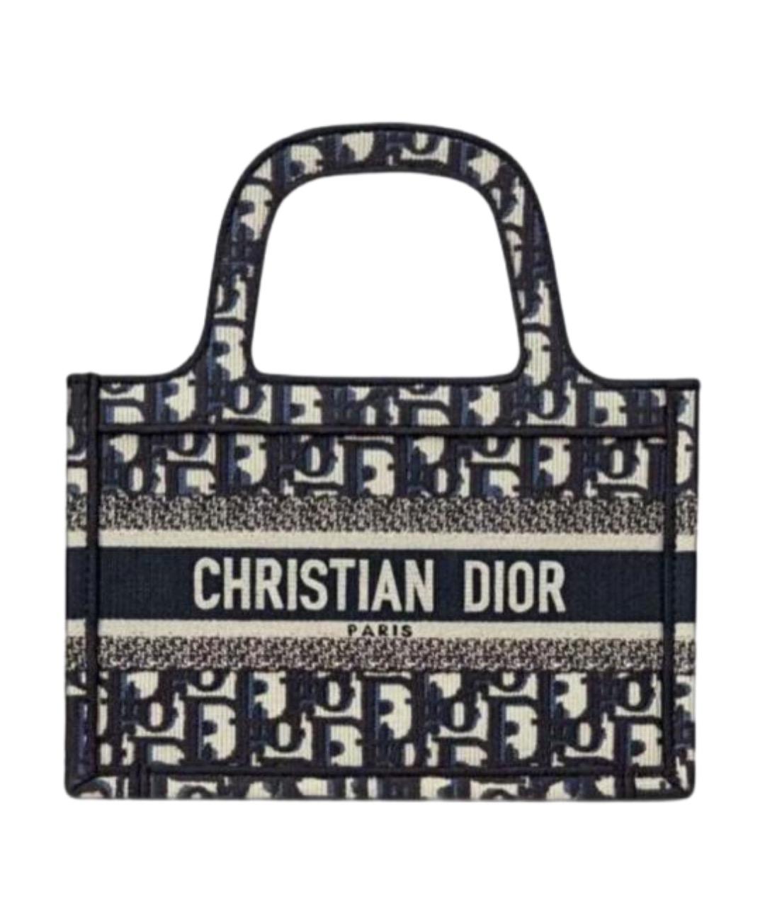 CHRISTIAN DIOR Темно-синяя жаккардовая сумка тоут, фото 1