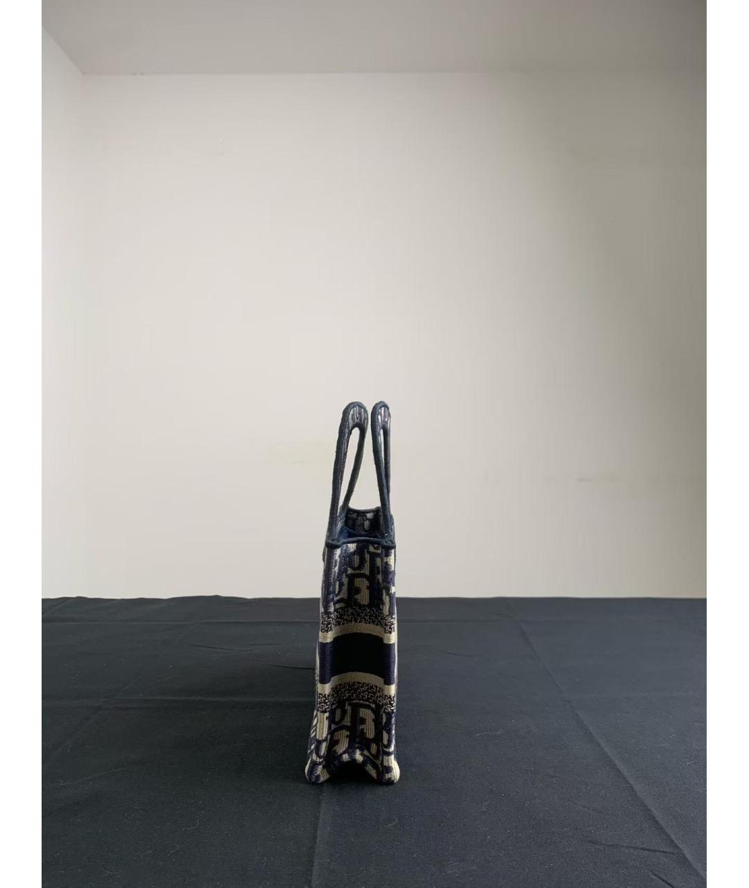 CHRISTIAN DIOR Темно-синяя жаккардовая сумка тоут, фото 4