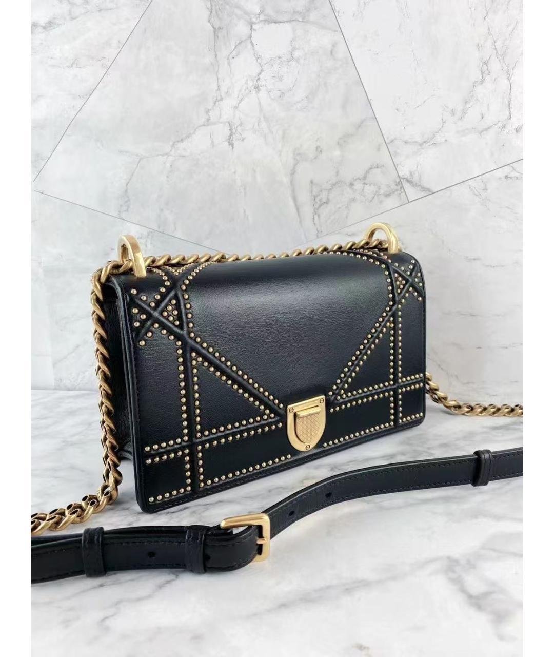 CHRISTIAN DIOR Черная кожаная сумка через плечо, фото 3