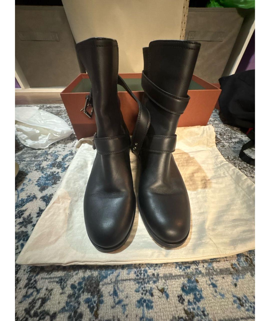 GIANVITO ROSSI Черные кожаные полусапоги, фото 2