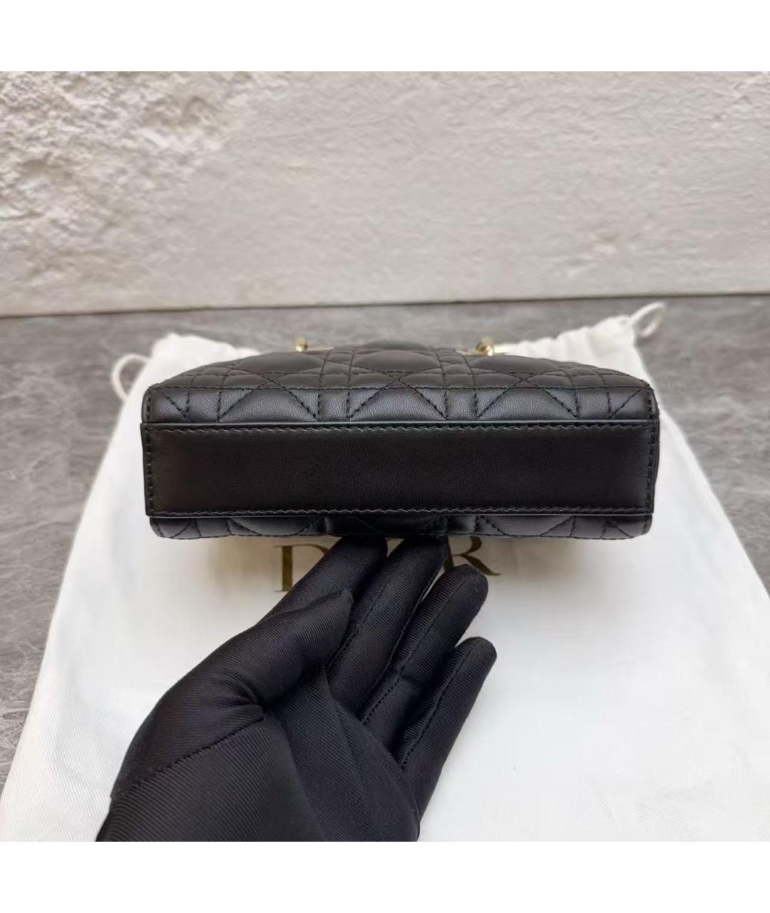 CHRISTIAN DIOR Черная кожаная сумка через плечо, фото 4