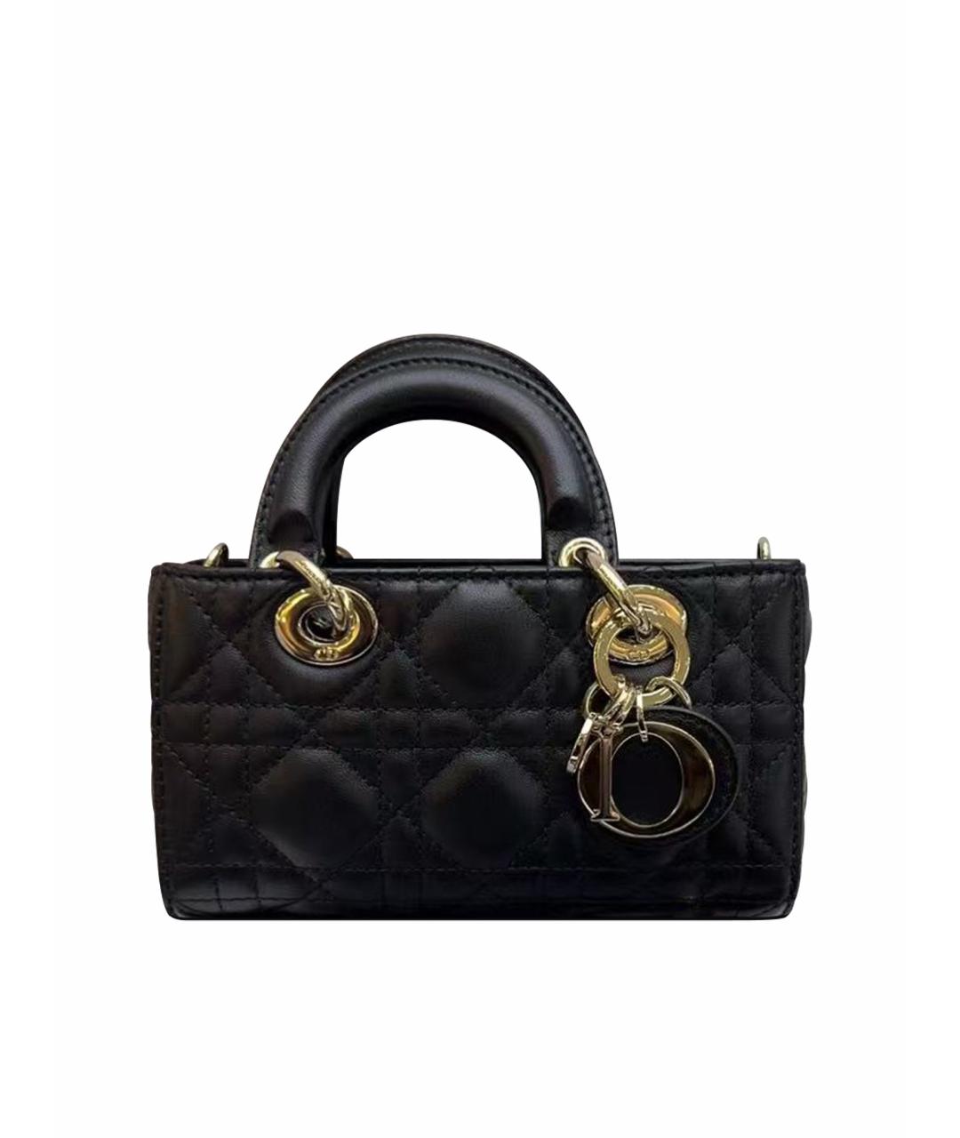 CHRISTIAN DIOR Черная кожаная сумка через плечо, фото 1