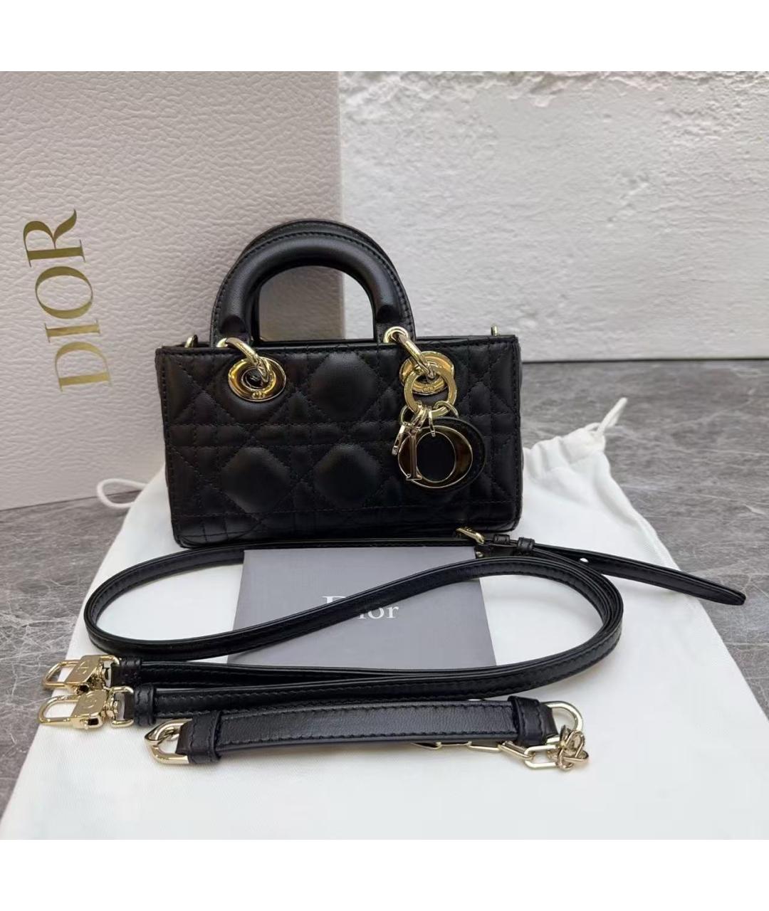 CHRISTIAN DIOR Черная кожаная сумка через плечо, фото 6