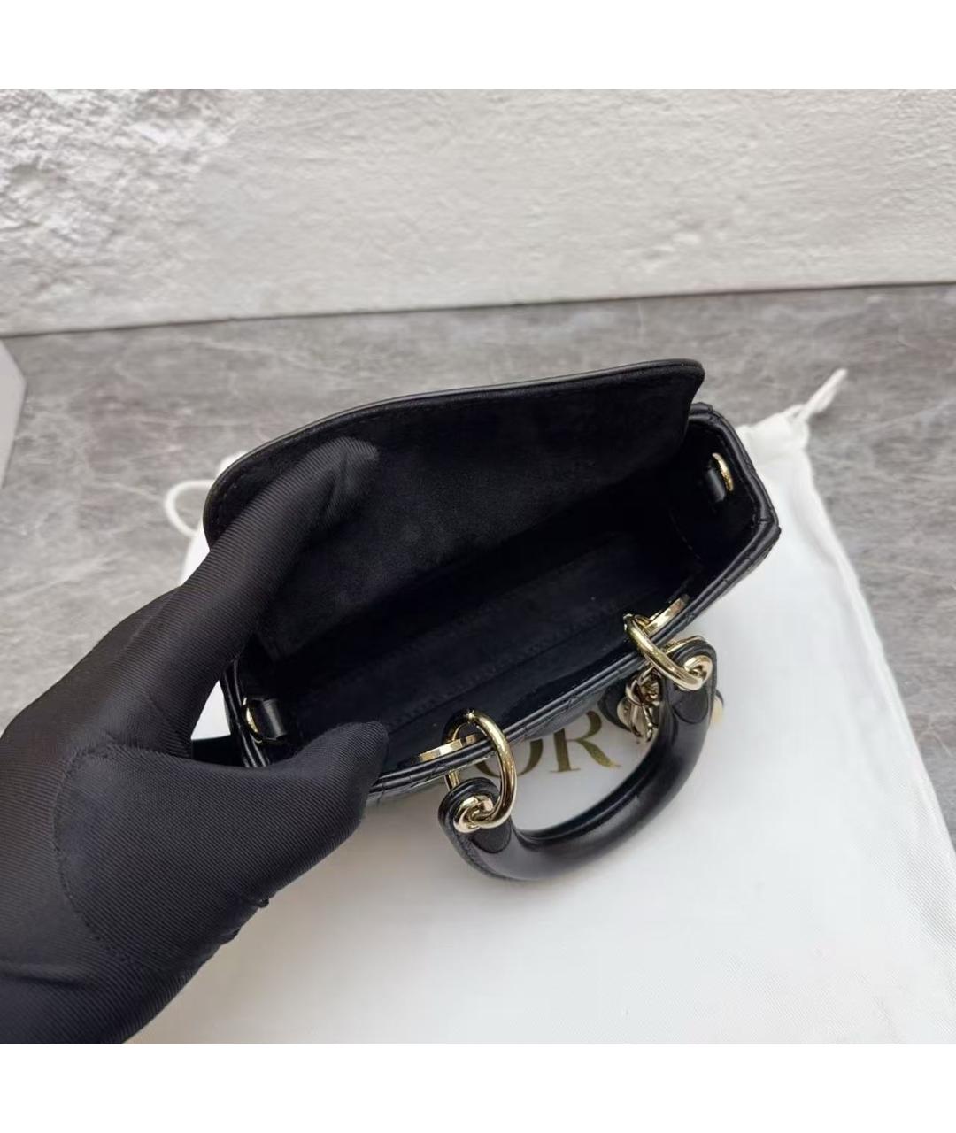 CHRISTIAN DIOR Черная кожаная сумка через плечо, фото 5