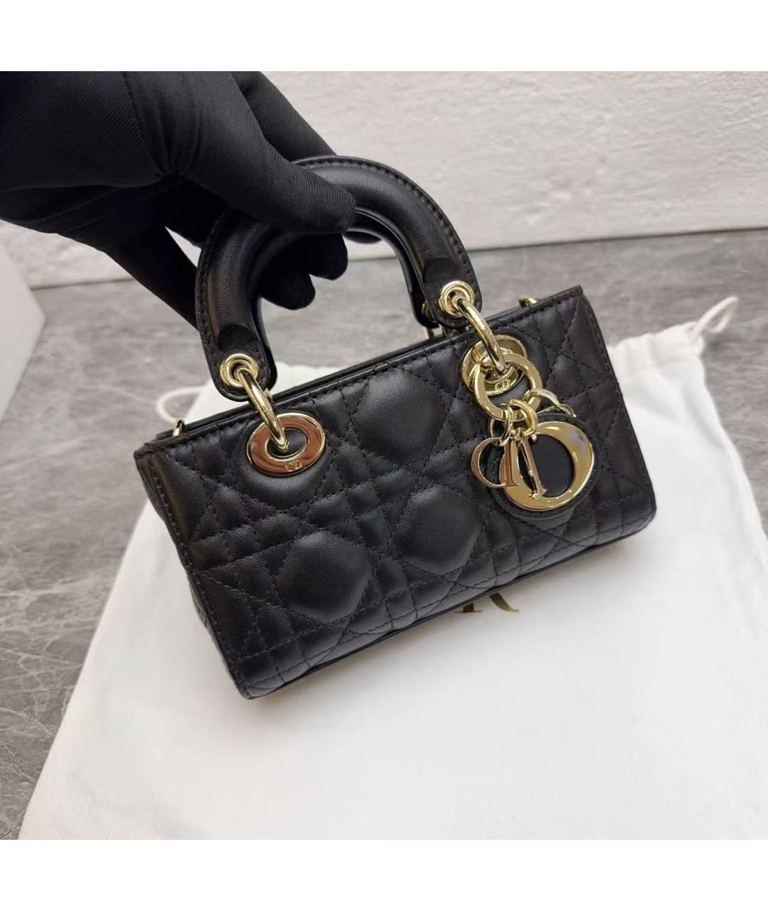 CHRISTIAN DIOR Черная кожаная сумка через плечо, фото 2