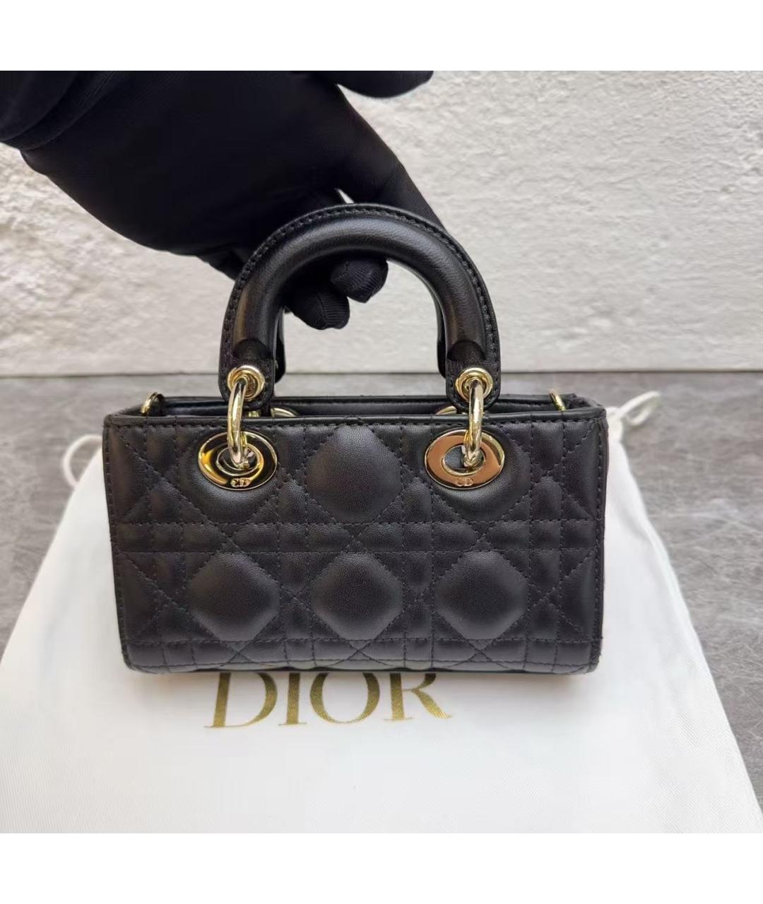 CHRISTIAN DIOR Черная кожаная сумка через плечо, фото 3