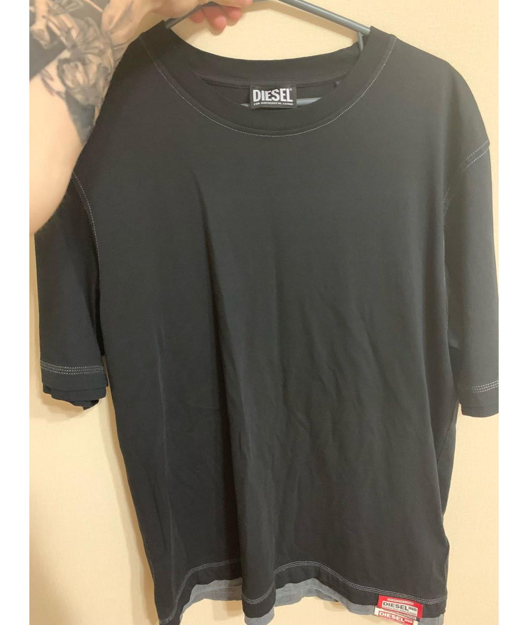 DIESEL Черная хлопковая футболка, фото 5