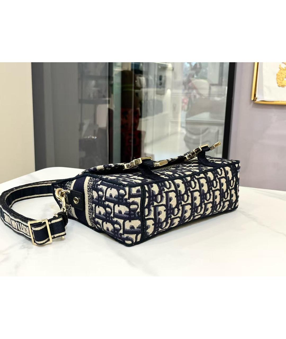 CHRISTIAN DIOR Темно-синяя жаккардовая сумка через плечо, фото 5