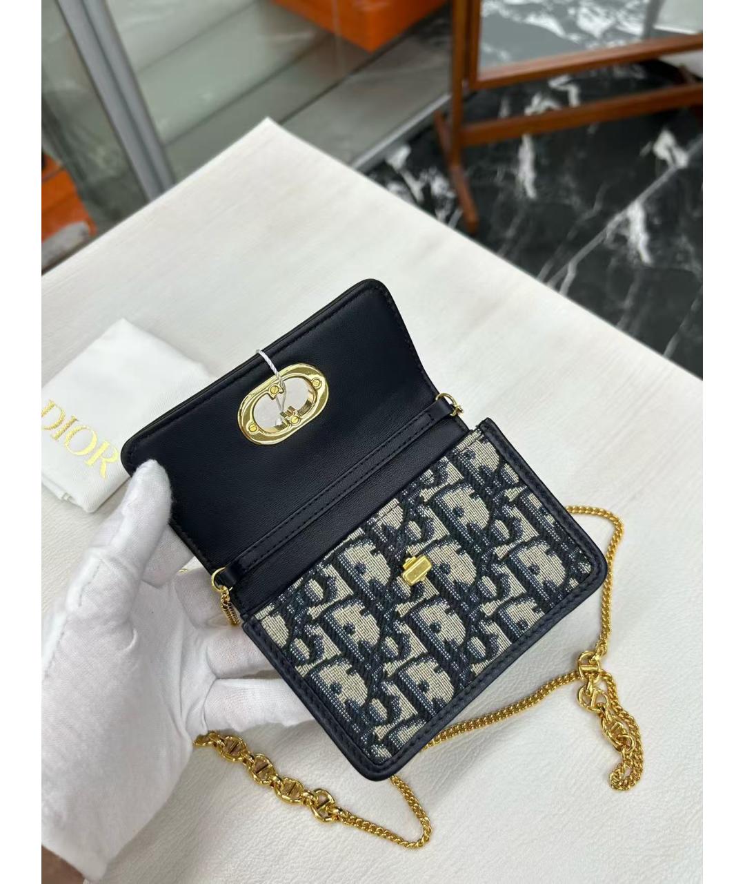 CHRISTIAN DIOR Темно-синяя жаккардовая сумка через плечо, фото 7