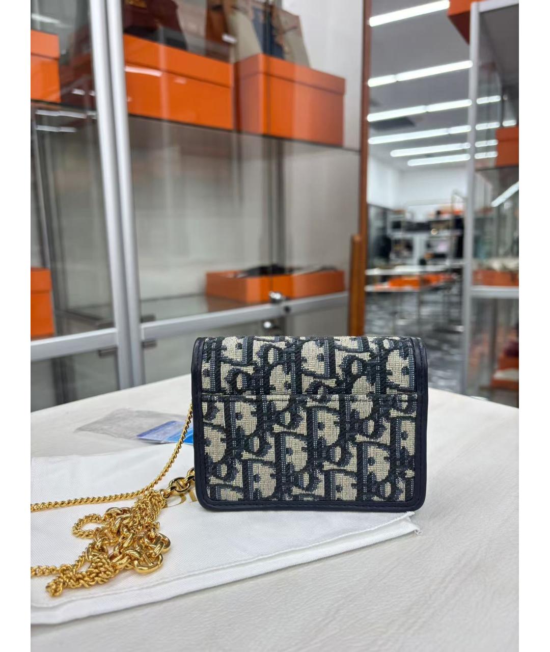 CHRISTIAN DIOR Темно-синяя жаккардовая сумка через плечо, фото 4