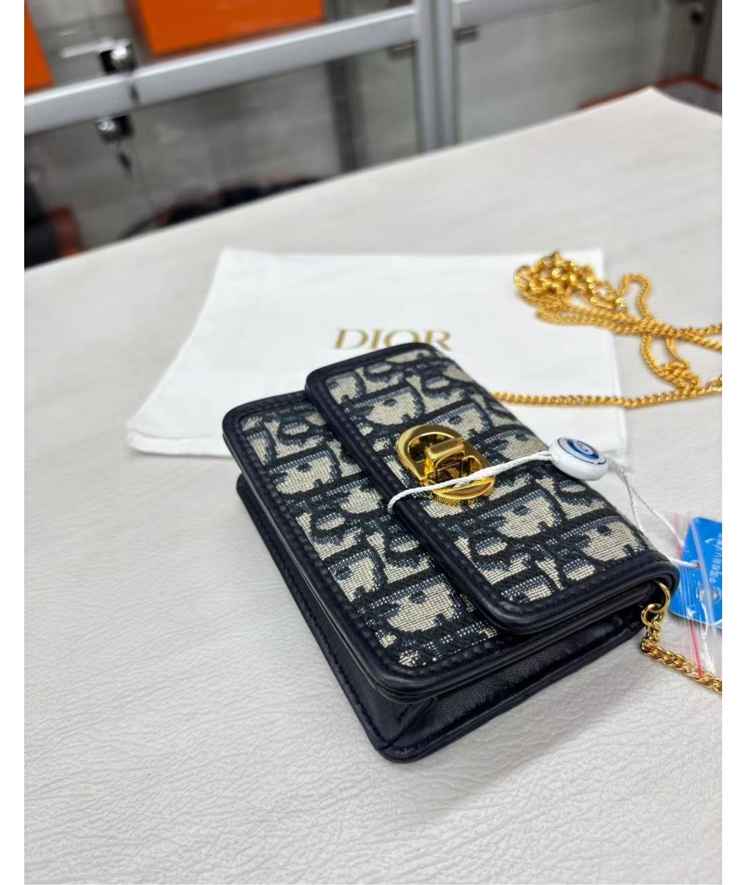 CHRISTIAN DIOR Темно-синяя жаккардовая сумка через плечо, фото 6