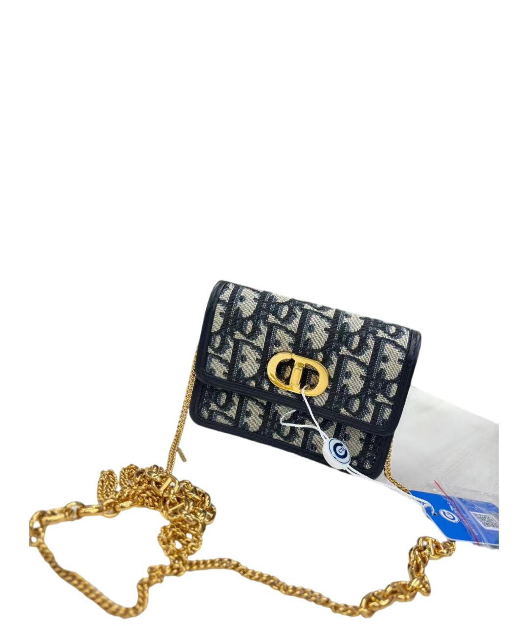 CHRISTIAN DIOR Темно-синяя жаккардовая сумка через плечо, фото 2