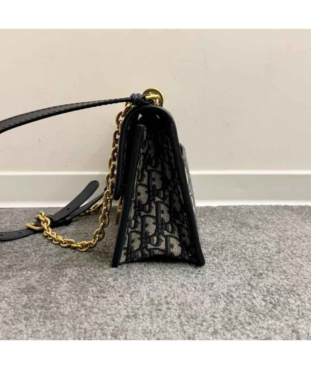 CHRISTIAN DIOR Темно-синяя жаккардовая сумка через плечо, фото 6