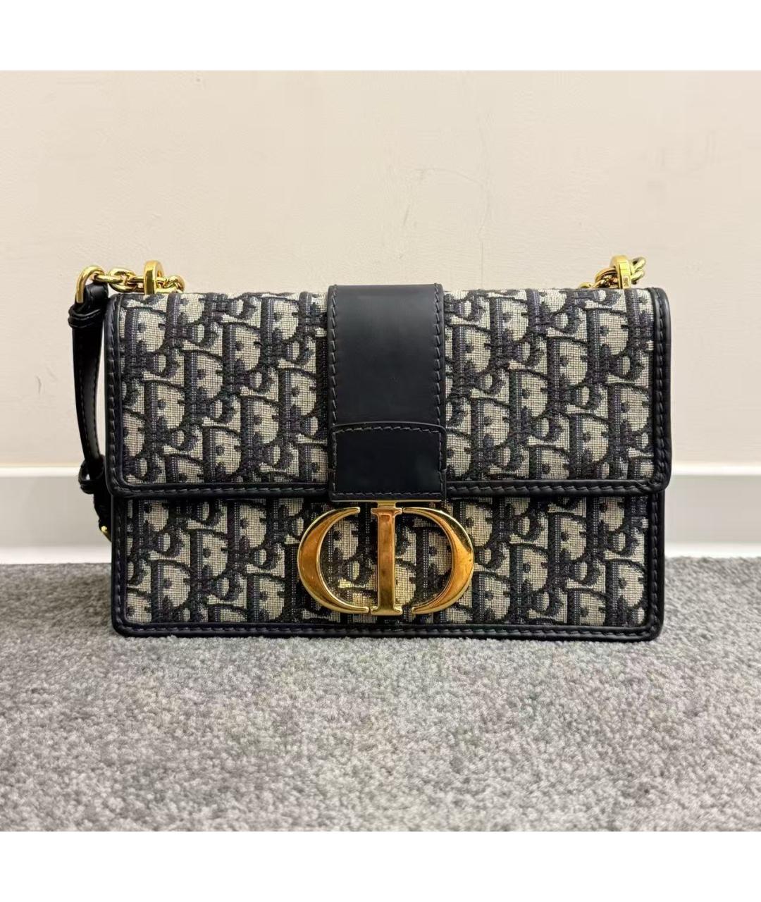 CHRISTIAN DIOR Темно-синяя жаккардовая сумка через плечо, фото 2