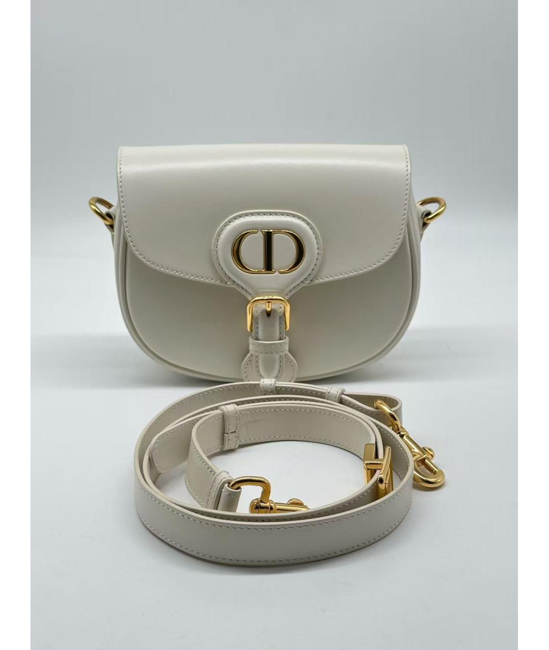 CHRISTIAN DIOR Белая кожаная сумка через плечо, фото 2